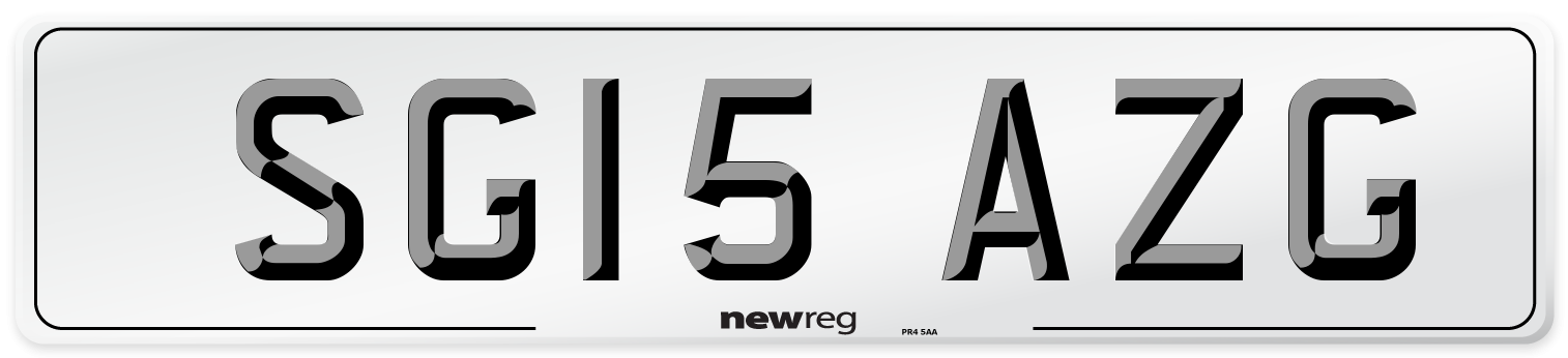 SG15 AZG Number Plate from New Reg